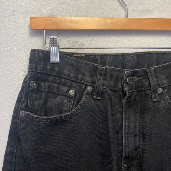 Levis 505 Straight Fit Jeans Mens 31x30 Black Dark Wash Denim Classic - Picture 6 of 16